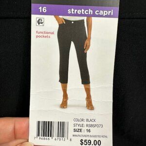 RAFAELLA‎ Women Black Capri Pant Size 16 Comfort Stretch NWT